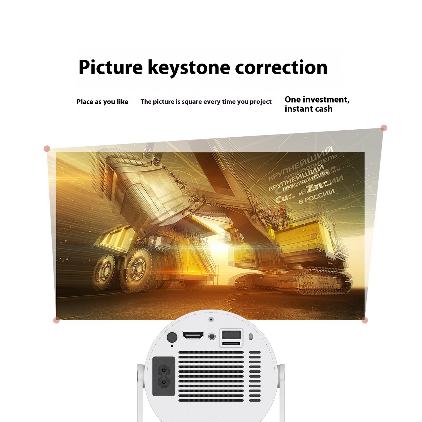 180° Auto-Focus Portable Video Projector