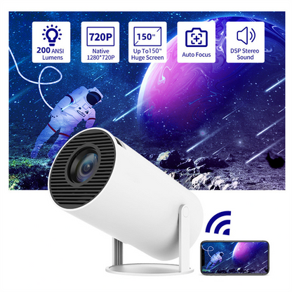 180° Auto-Focus Portable Video Projector
