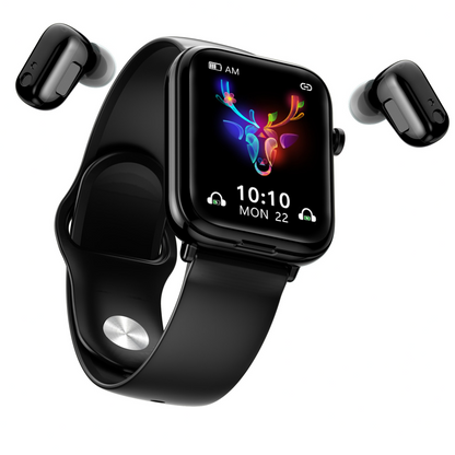 Smart Watch with 2-in-1 Wireless Earphones