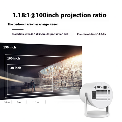 180° Auto-Focus Portable Video Projector